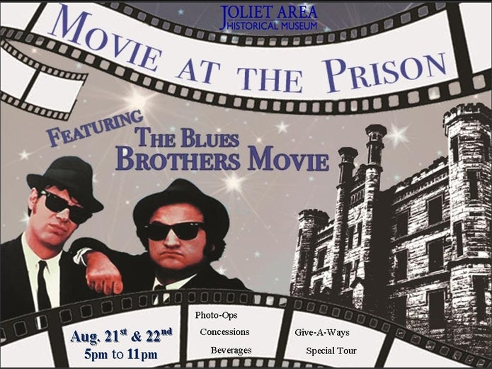 Blues Brothers Movie ad for August 21 and 22 at Old Joliet Prison